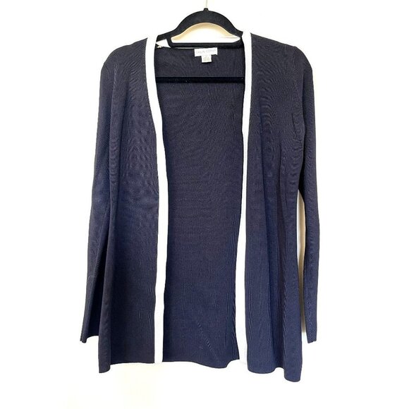 Vintage Casual Corner Coastal Grandma Navy Blue Open Cardigan S - Picture 3 of 8